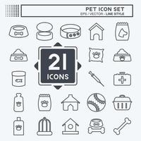 icon set pet - style de ligne - illustration simple, trait modifiable vecteur