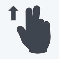 icône deux doigts vers le haut - style glyphe - illustration simple, trait modifiable vecteur