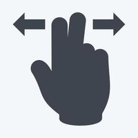 icône deux doigts horizontal - style glyphe - illustration simple, trait modifiable vecteur
