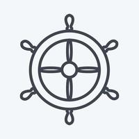 roue de navire icône - style de ligne - illustration simple, trait modifiable vecteur