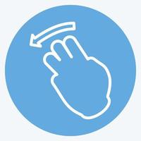 icône trois doigts à gauche - style yeux bleus - illustration simple, trait modifiable