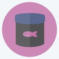 nourriture pour poisson en conserve icône - style plat - illustration simple, trait modifiable vecteur