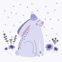 illustration vectorielle de lapin blanc mignon dessinés à la main. vecteur