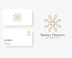 luxe moderne d'ornement de fleurs de signe de lapin avec modèle de carte de visite vecteur