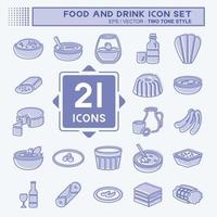 jeu d'icônes nourriture et boisson - style à deux tons - illustration simple, trait modifiable vecteur