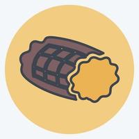 icône de jambon fumé - style de compagnon de couleur - illustration simple, trait modifiable vecteur