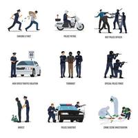 ensemble de policier. policier au travail concept vecteur