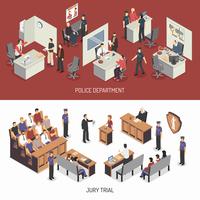 Bannières horizontales isométriques Law System vecteur
