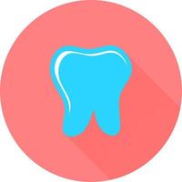 dent en icône de cercle avec de longues ombres. clinique dentaire ou vecteur d'entreprise. icône de vecteur de symbole dentaire pour le site Web, l'interface utilisateur, l'application. concept médical de stomatologie dentiste créatif.