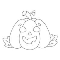 citrouille joyeuse. page de livre de coloriage pour les enfants. personnage de style dessin animé. illustration vectorielle isolée sur fond blanc. thème d'halloween. vecteur