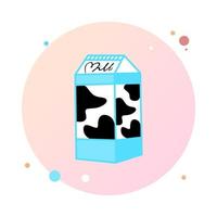 illustration vectorielle de produits laitiers emballage de lait. boîte à lait en icône de cercle. éléments pour la conception de produits laitiers, logo ferme, épicerie, aliments naturels, etc. illustration vectorielle à plat. vecteur