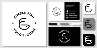 lettre initiale f nourriture pour poissons simple cercle vintage inspiration de conception de logo de fruits de mer avec carte de visite de modèle de mise en page vecteur