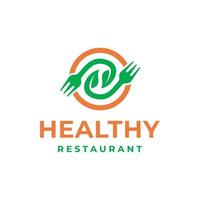 vecteur d'icône de logo de restaurant de nourriture saine