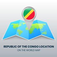 icône de localisation de la république du congo sur la carte du monde, icône d'épingle ronde de la république du congo vecteur