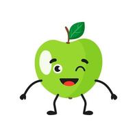 personnage de dessin animé de vecteur de pomme mignon joyeux.