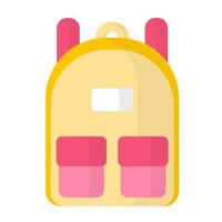 sac à dos scolaire rose et jaune de dessin animé de vecteur