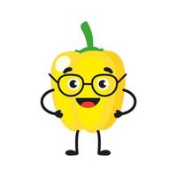 vecteur de dessin animé joyeux personnage de poivron jaune mignon.