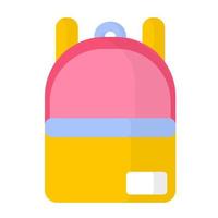 cartable ou sac à dos rose et jaune de dessin animé de vecteur