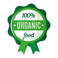 vecteur rond vert insigne ou étiquette d'aliments frais biologiques et agricoles.
