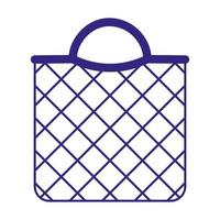 sac de ficelle d'épicerie vide bleu de dessin animé de vecteur ou sac de maille de tortue pour la nourriture organique saine.