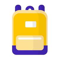 sac à dos scolaire bleu et jaune de dessin animé de vecteur