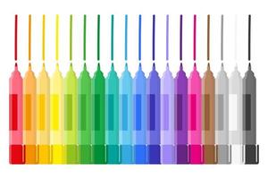 ensemble de dessins vectoriels de marqueurs et de traits colorés. vecteur