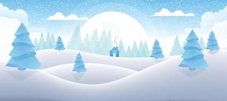 paysage d'hiver avec de beaux paysages enneigés pour l'illustration vectorielle gratuite de la saison des vacances vecteur