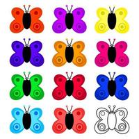 ensemble coloré de papillons de dessin animé vecteur
