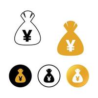 icône de sac d'argent abstrait yen japonais vecteur