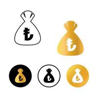 icône abstraite de sac d'argent de livre turque vecteur