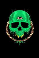 crâne avec illustration vectorielle monstre vert vecteur
