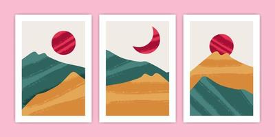 collection d'illustrations abstraites d'affiches de paysage de montagne vecteur