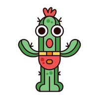 illustration étonnée de mascotte de cactus mignon vecteur