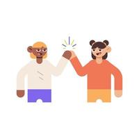 deux adultes se rencontrent et high five flat illustration vecteur