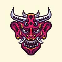 logo d'illustration de masque de diable japonais oni vecteur