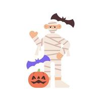 costume d'halloween momie et illustration d'halloween citrouille vecteur