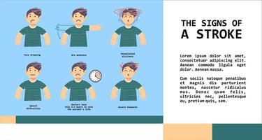 les signes d'un AVC. illustration vectorielle, infographie. vecteur