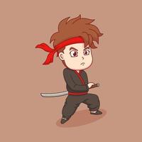 samouraï avec son épée katana vecteur