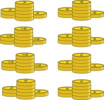 pièces avec les monnaies les plus célèbres, comptabilité vecteur