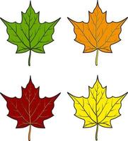 ensemble d'icônes de feuilles d'érable colorées vecteur