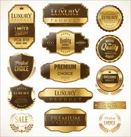 Insignes et étiquettes de luxe premium doré vecteur