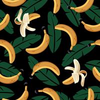 Banane Seamless Pattern avec des feuilles vecteur