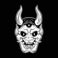 illustration de masque de diable noir et blanc imprimé sur des t-shirts, des sweat-shirts et des souvenirs vecteur premium