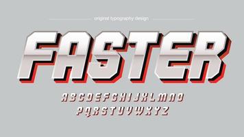 typographie italique futuriste 3d rouge chrome vecteur