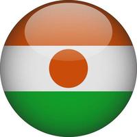 niger 3d drapeau national arrondi icône bouton vecteur
