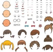 visage ensemble cheveux style bouche nez yeux clipart vecteur