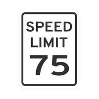 limite de vitesse 75 icône de la circulation routière signe télévision style design vector illustration