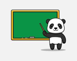 panda mignon enseignant avec tableau vecteur