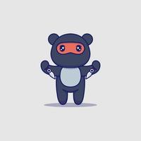 ours ninja mignon portant des armes vecteur