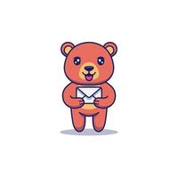 ours mignon portant une lettre vecteur